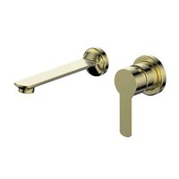 Greens Tapware Wall Basin Mixer and Spout Bathroom Tap Set Astro II Brushed Brass 25137061