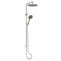 Greens Tapware Overhead Twin Rail Shower Single Function Rocco Brushed Nickel 187901