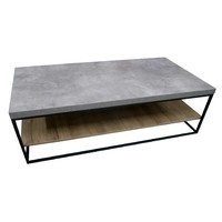 Coffee Table Concrete Look Oak 2 Tier Industrial Metal Simon