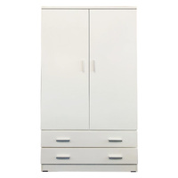 Wardrobe Cabinet Cupboard 2 Door 2 Drawer Clothes Rack Storage Unit HUGO White 90cm x 179cm HG 14
