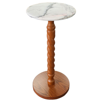 Twisted Leg Side Lamp Table Bedside 1 Shelf Timber Marble Planet Stand Akubra Natural