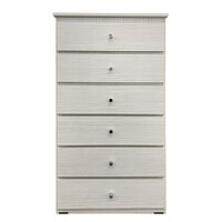 6 Drawer Chest of Drawers 600mm wide Bedroom Clothes Storage Cabinet Budget Melamine Antique White BC 4A