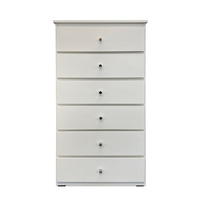 6 Drawer Chest of Drawers 600mm wide Bedroom Clothes Storage Cabinet  Budget Melamine White BC 4A