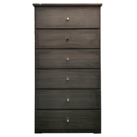 6 Drawer Chest of Drawers 600mm wide Bedroom Clothes Storage Cabinet Budget Melamine Charcoal BC 4A