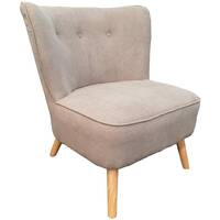Arm Chair Padded Seat and Back Armchair Natural Timber Legs Saba Accent Beige Fabric