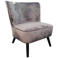 Arm Chair Padded Seat and Back Armchair Natural Timber Legs Saba Accent Grey Velvet Fabric