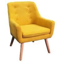 Arm Chair Padded Seat and Back Armchair Natural Timber Legs Orion Yellow
