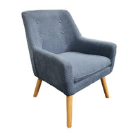 Arm Chair Padded Seat and Back Armchair Natural Timber Legs Orion Blue