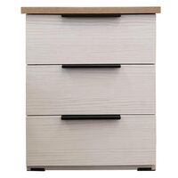 3 Drawer Chest of Drawers 420mm Wide Bedroom Clothes Storage Unit Melamine Adele Antique White BR 30C
