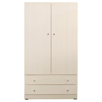 Wardrobe Cabinet Cupboard 2 Door 2 Drawer Clothes Rack Storage Unit Antique White 90cm x 180cm WR 1