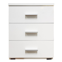 3 Drawer Chest of Drawers 420mm Wide Bedroom Clothes Storage Unit Melamine Hugo White HC 2