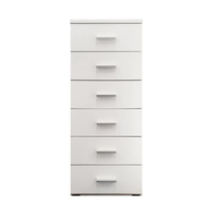 6 Drawer Chest of Drawers 420mm Wide Bedroom Clothes Storage Unit Melamine Hugo White HC 5