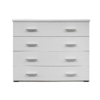 4 Drawer Chest of Drawers 900mm Wide Bedroom Clothes Storage Unit Melamine Hugo White HC 16
