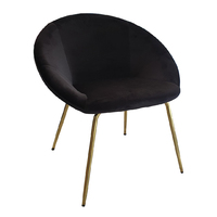 Black Velvet Padded Tub Chair with Gold Legs Visitors Seat Lux