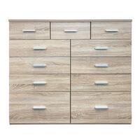 Hugo Tallboy 11 Drawer Chest of Drawers Clothes Storage Unit Natural Oak 1200 x 430 x 1120mm High