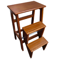 Wooden Step Stool Portable 3 Step Timber Folding Kitchen Ladder Retro Antique Oak Abby V03848