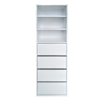 4 Drawer 3 Shelf Combo Robe Insert Storage Unit Clothes Wardrobe Storage 180(H)cm 50(W)cm White RI 11