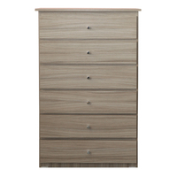 6 Drawer Chest of Drawers 740mm Wide Bedroom Clothes Storage Cabinet  Budget Melamine Natural oak