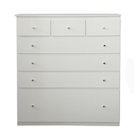 7 Drawer 105cm wide Chest of Drawers Bedroom Clothes Storage Cabinet  Budget Melamine White BC 14