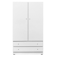Wardrobe Cabinet Cupboard 2 Door 2 Drawer Clothes Rack Storage Unit White 90cm x 180cm WR 1