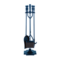 5 Piece Fireplace Tool Fire Set Heavy Duty Black Melton Craft JC 3BK 