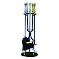 5 Piece Fireplace Tool Fire Set Heavy Duty Black Melton Craft JC 20PK
