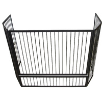 Child Guard Safety Fire Screen with Gate Heavy Duty Steel Frame Fireplace For Inbuilt Heater Black OFGTIB-2