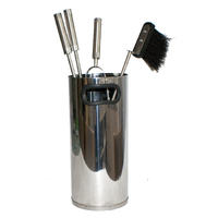 Fire Tool Set 4 Piece Stainless Steel in a Bucket Stand Fireplace Firetool Set OFFT29HS