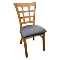 Joy Timber Dining Room Chair Black PU Padded Vinyl Seat Teak 