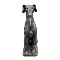 Flower World Greg the Great Greyhound Silver Black Poly Resin Deco Dog Statue E524162