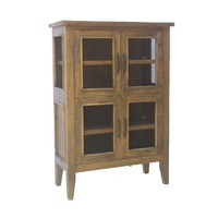 Rustic Timber 4 Door Meat Safe Kitchen Cabinet Rustic Cupboard with Mesh Insets Trafalgar