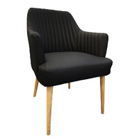 Waiting Room Tub Chair Lounge Bedroom Chair Timber Legs Black Vinyl Seat Xavier