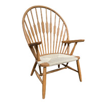 Aphrodite Designer Scandi Timber Arm Chair Fan Back Bedroom Chair 