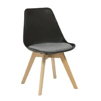 Virgo Dining Chair Timber Frame Black Shell Grey Upholstered Seat 