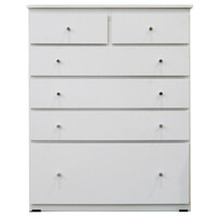 Tallboy 6 Drawer Chest of Drawers Budget Clothes Storage Unit 920 x 400 x 1150mm High White BC 13