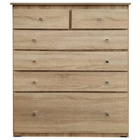 Tallboy 6 Drawer Chest of Drawers Budget Clothes Storage Unit 920 x 400 x 1150mm High Natural Oak BC 13