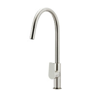 Round Paddle Piccola Pull Out Kitchen Mixer Tap Brushed Nickel Meir MK17PD-PVDBN