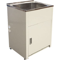 ECT Global Laundry Cabinet Sink Trough 45 Litre Stainless Steel Tub Bypass & Outlet Lavassa LD 6151