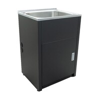 Zenmo Lavassa 45L Laundry Trough & Cabinet Matte Black Stainless Steel Tub LD6151BK
