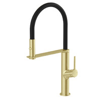 Vask Flexible Hose Sink Mixer 200mm Brushed Gold Phoenix Tapware 139-7110-12-1