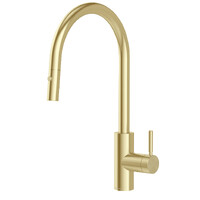 Vivid MKII Pull Out Sink Mixer 240mm Gooseneck Brushed Gold Phoenix Tapware 146-7120-12-1