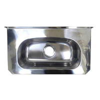 Small Wall Basin 400mm x 225mm Bathroom Hand Wash Sink Stainless Steel Trough No Tap Hole