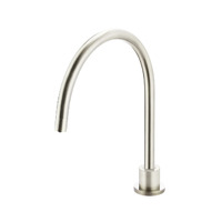 Meir Kitchen Laundry Gooseneck Tap Round High Rise Swivel Hob Spout Brushed Nickel MS08-PVDBN