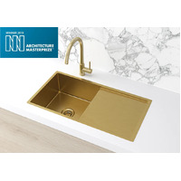 Meir Lavello Kitchen Sink Single Bowl & Drainboard 840 x 440 Tiger Bronze MKSP-S840440D-BB