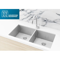 Meir Lavello Kitchen Sink Double Bowl 860 x 440 Brushed Nickel MKSP-D860440-NK