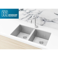 Meir Lavello Kitchen Sink Double Bowl 760 x 440 Brushed Nickel MKSP-D760440-NK