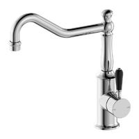 Kitchen Sink Mixer Hook Spout With Porcelain Lever Chrome York NR69210703CH Nero Tapware