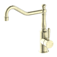 Kitchen Sink Mixer Hook Spout With Metal Lever Aged Brass York NR69210702AB Nero Tapware