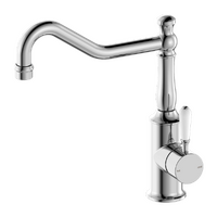 Kitchen Sink Mixer Hook Spout With Porcelain Lever Chrome York NR69210701CH Nero Tapware