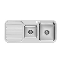 Phoenix Tapware 1000 Series 1 and 3/4 Right Hand Bowl Kitchen Sink with Drainer & Taphole Stainless Steel 300-5211-50